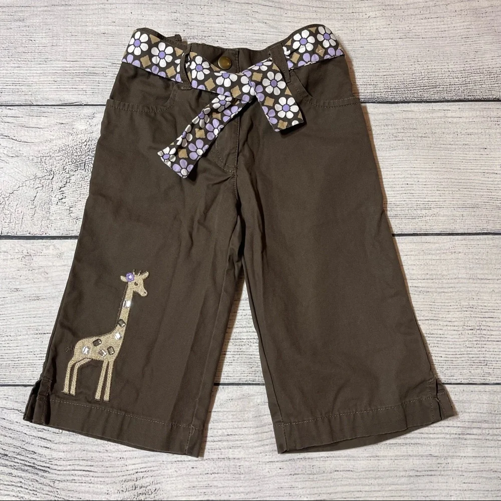 Gymboree Brown Jeweled Giraffe Cropped Pants Girl 5T